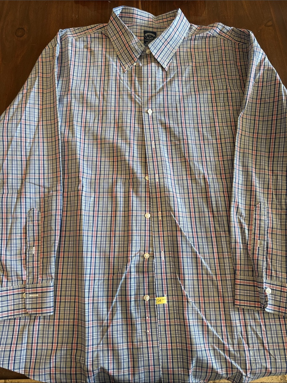 Brooks Brothers Blue White Pink Plaid Button-Down Shirt
